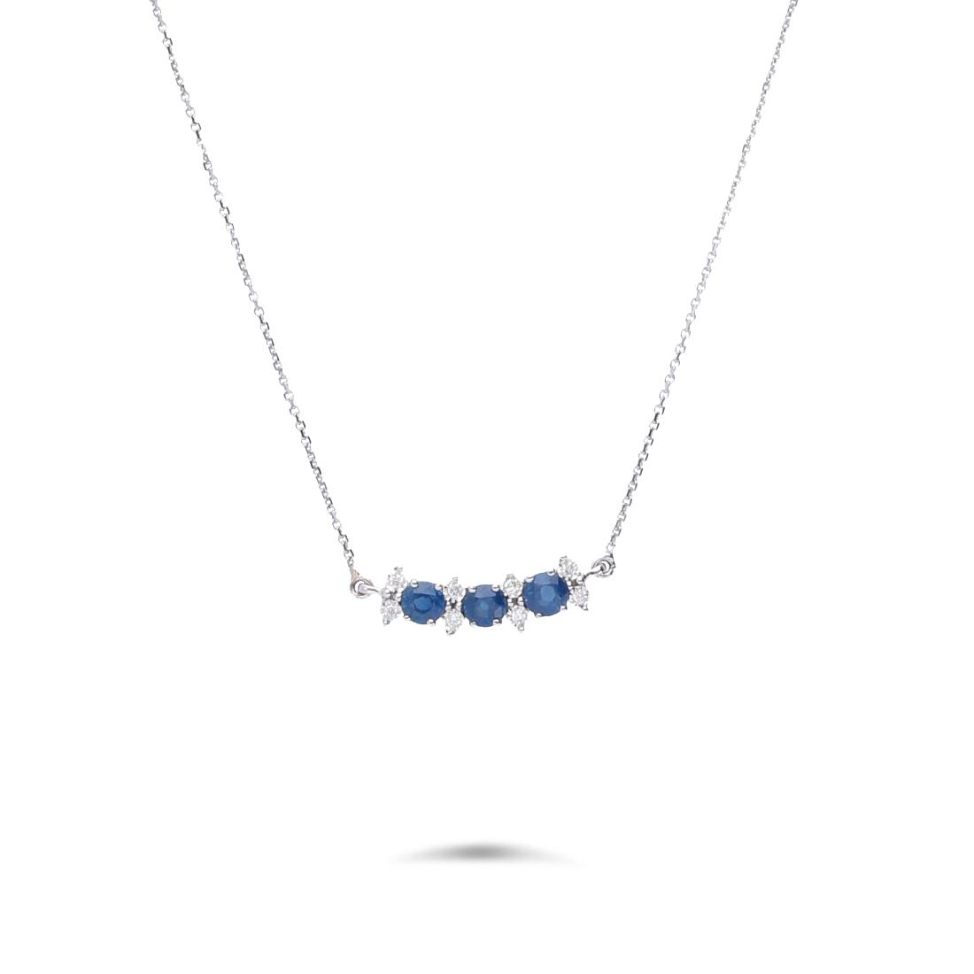 Necklace with pendant with diamonds and sapphires ct. 0.45 - LUXURY ZONE