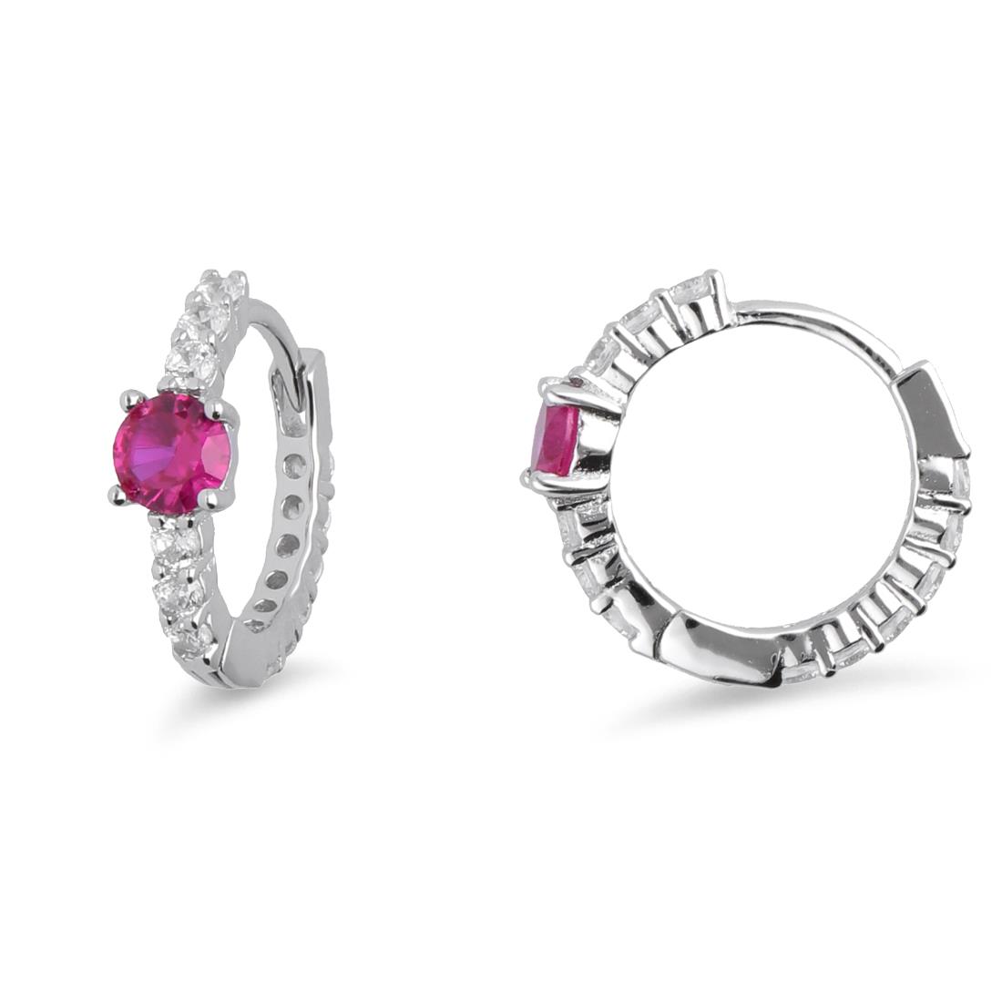 Silver round earrings with zircones  - ORO&CO 925