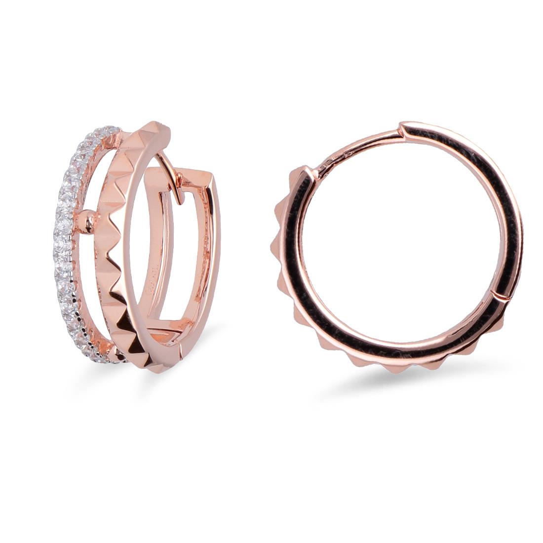 Pendientes de aro con zircones  - ORO&CO 925