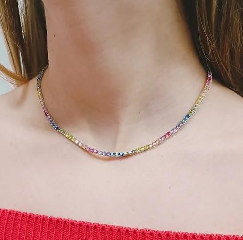 Collana tennis colorata - ORO&CO 925