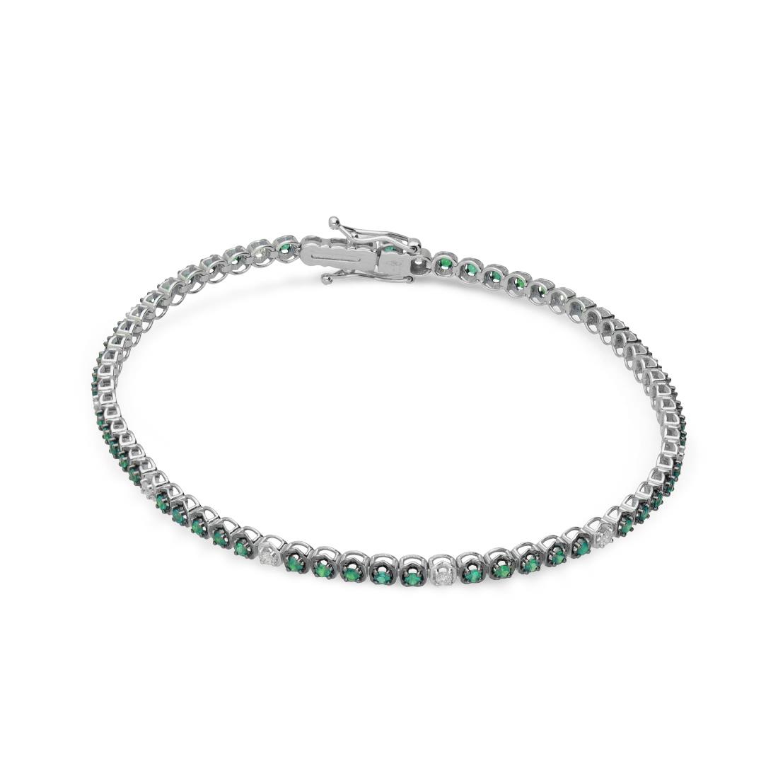 Bracciale design in oro con diamanti ct 0.15 e smerldo ct 1.10 - ALFIERI & ST. JOHN