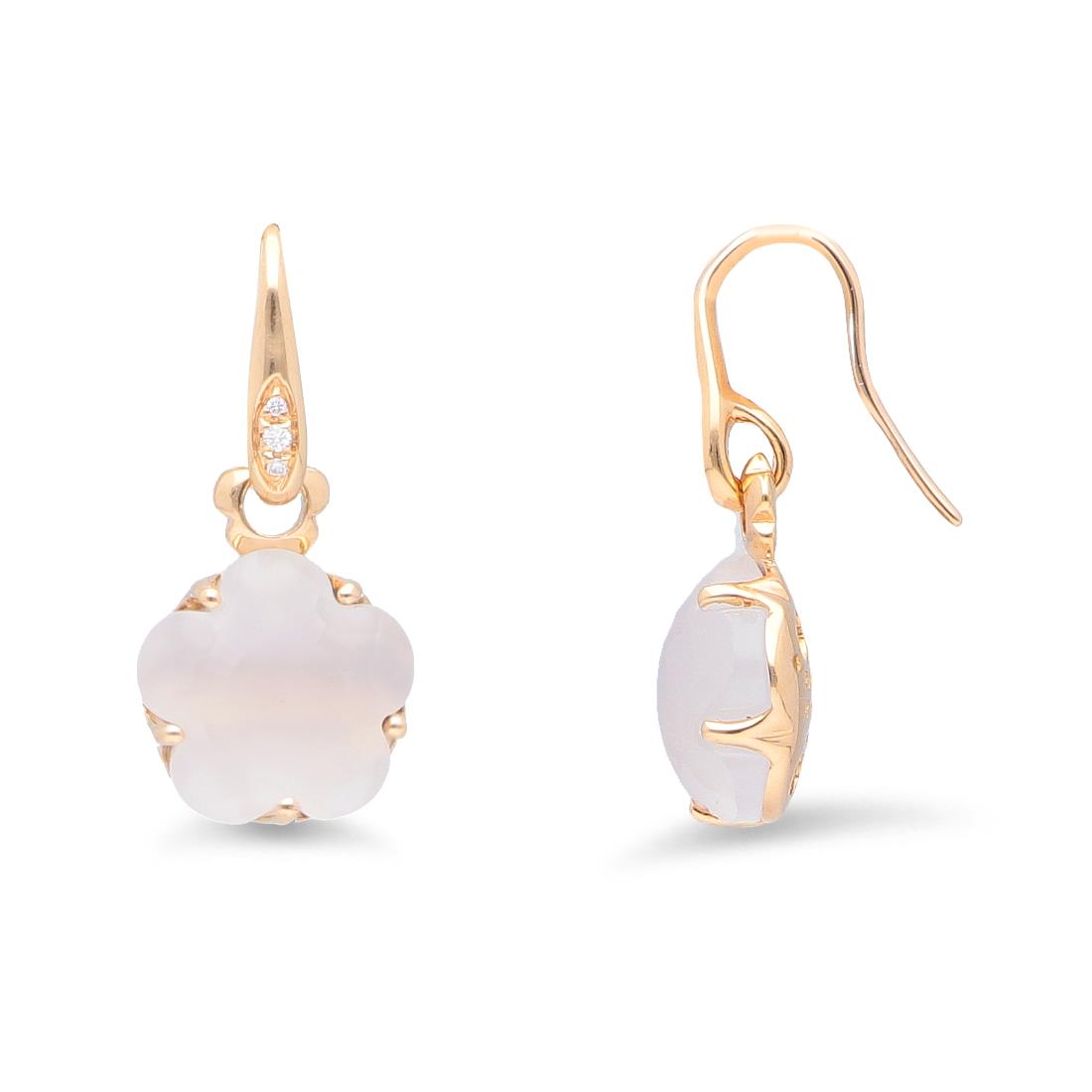 Bon Ton collection earrings with milky quartz and diamonds - PASQUALE BRUNI
