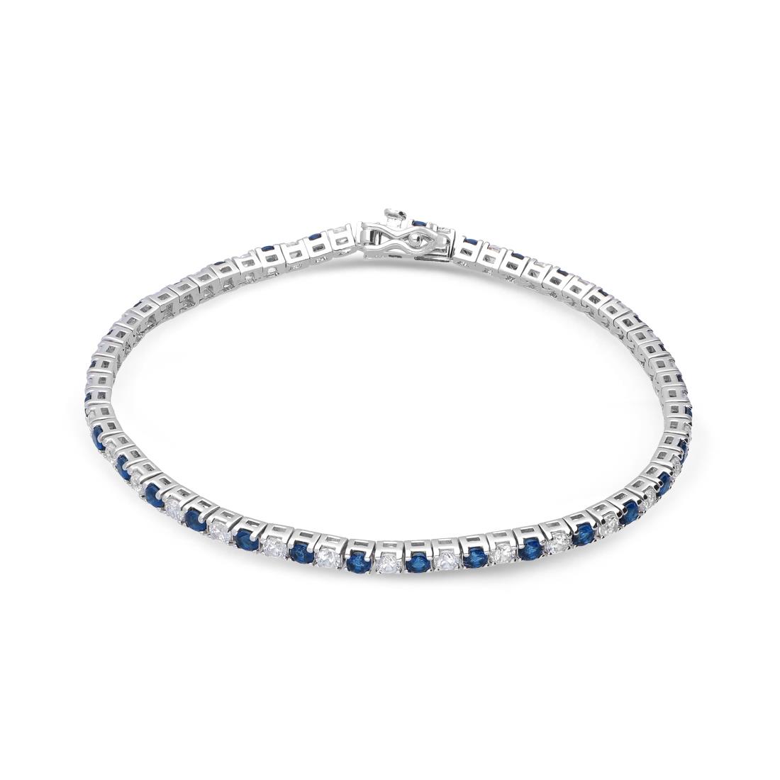 Silver tennis bracelet with white and blue zircons - ORO&CO 925