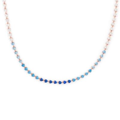 Blue Mermaid silver necklace with colored zircons measuring 43cm - CUORI MILANO
