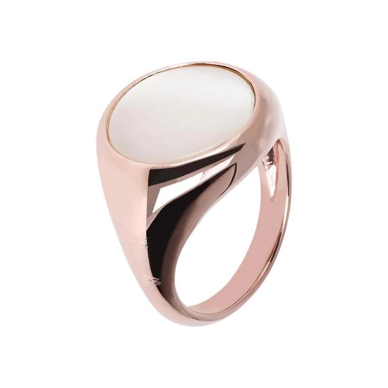 Chevalier ring with round mother of pearl - BRONZALLURE