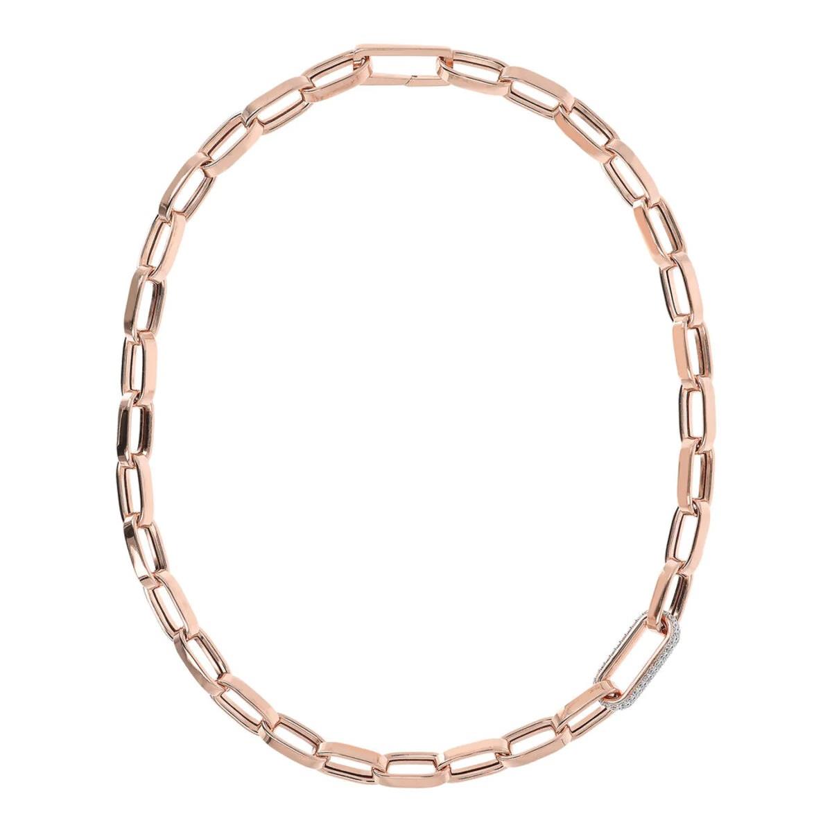 Thick chain necklace and pavé detail - BRONZALLURE