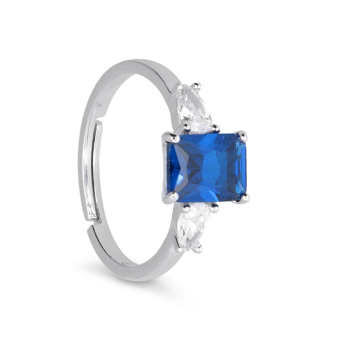 Anello con zirconi bianchi e blu - ORO&CO 925