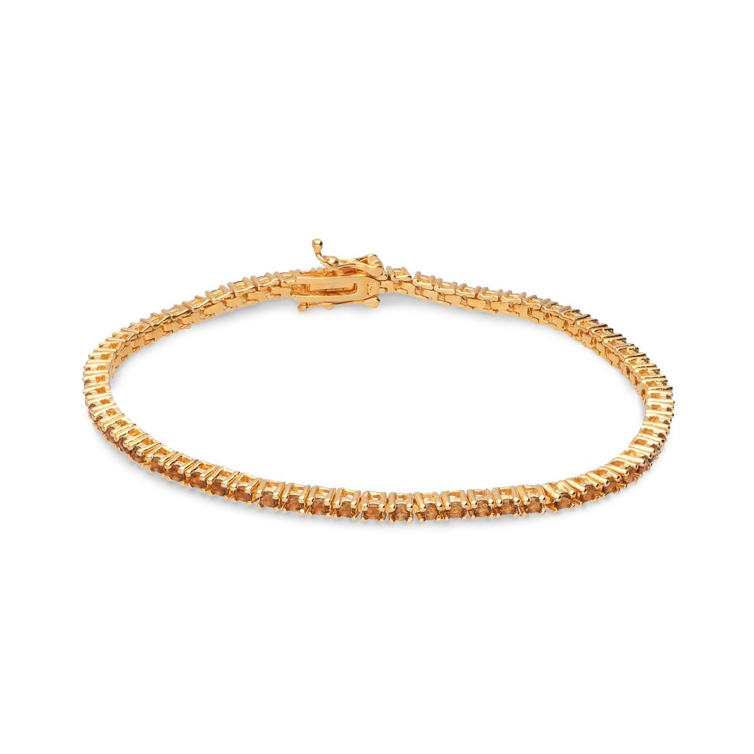 Golden silver tennis bracelet with brown zircons - ORO&CO 925