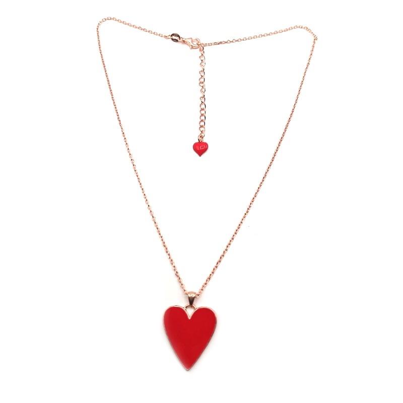 Necklace in silver and Temptation red enamel measures 45cm - CUORI MILANO