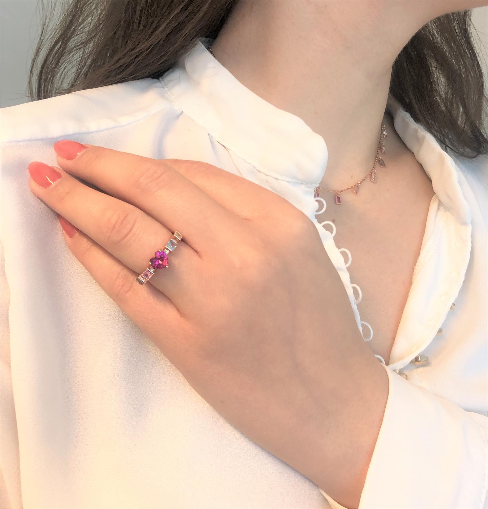 Rose silver ring with colored zircons - CUORI MILANO
