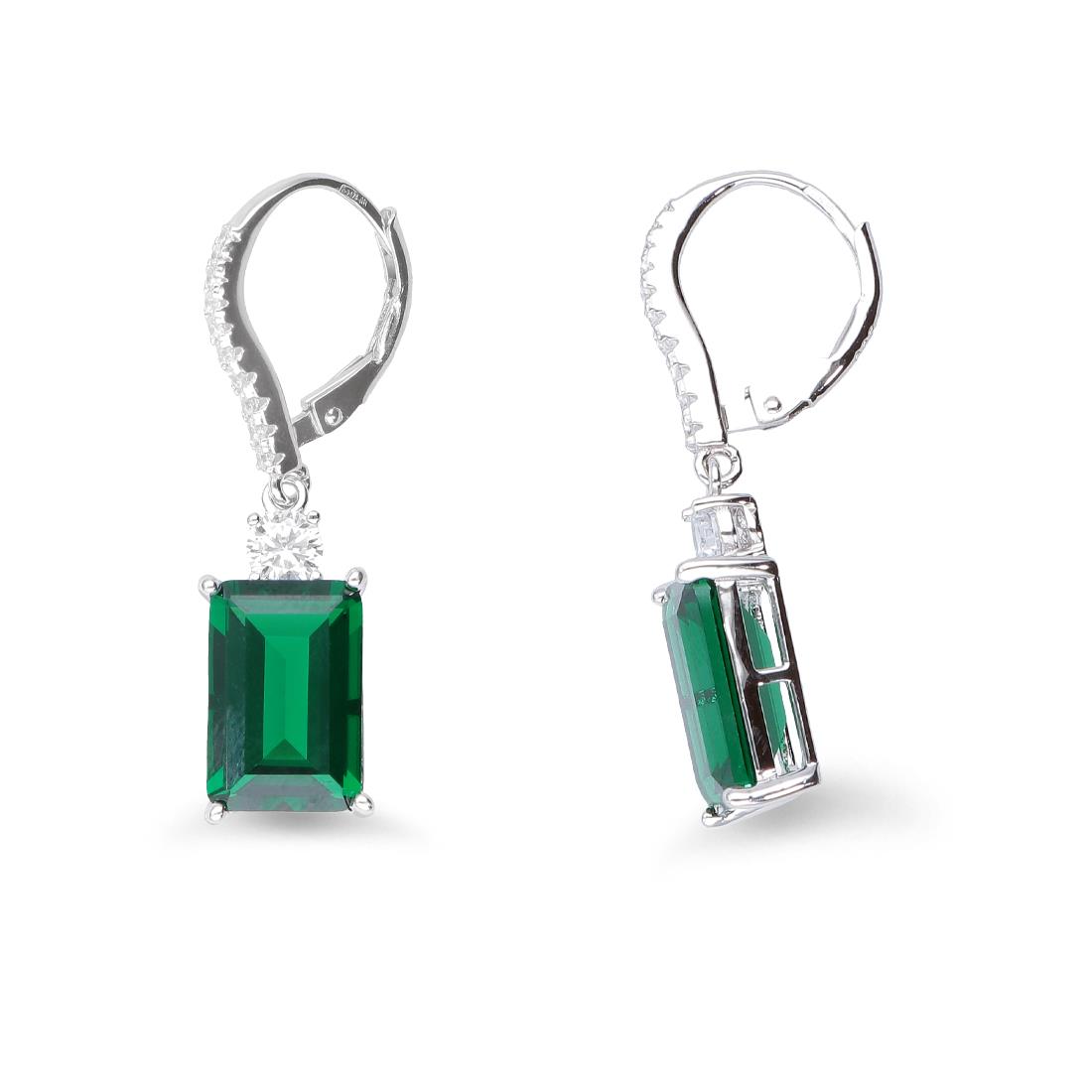 Orecchini pendenti con zirconi bianchi e verdi - ORO&CO 925