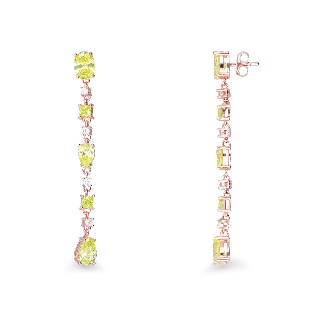 Orecchini pendenti in argento rosa e zirconi - ORO&CO 925