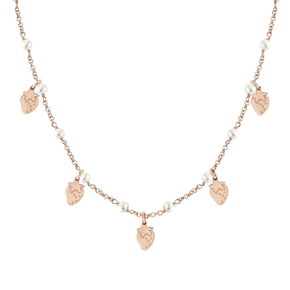 Collana in acciaio e argento con perle e ciondoli fragola - NOMINATION