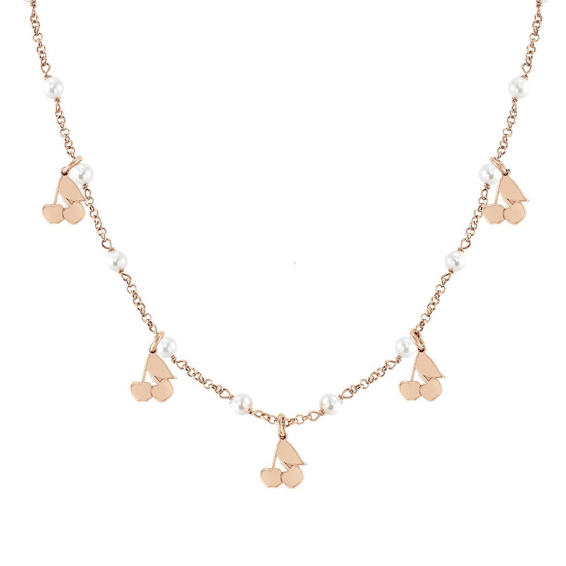 Collana in acciao e argento con perle e ciondoli ciliegie - NOMINATION
