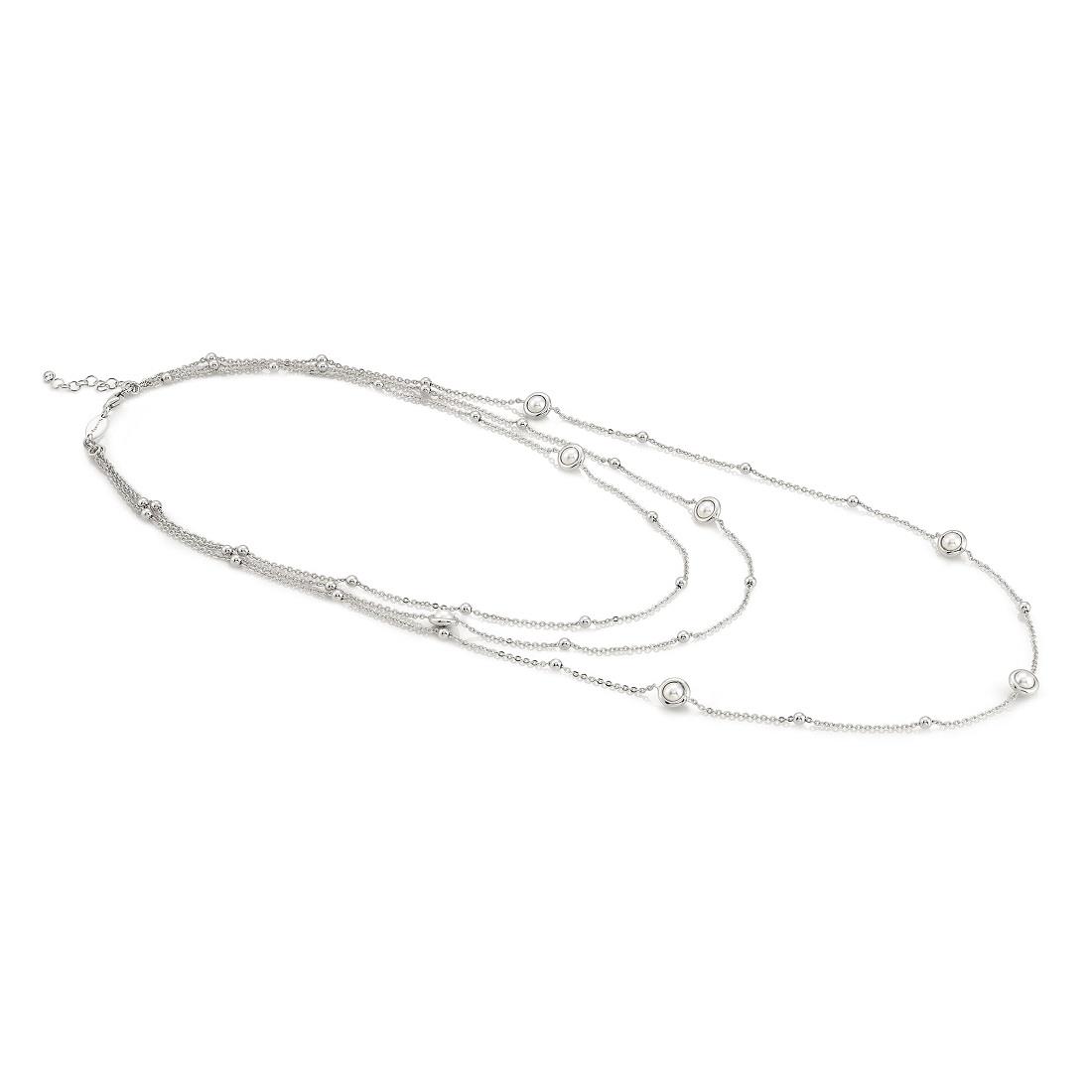 Long necklace in silver and pearls - NOMINATION