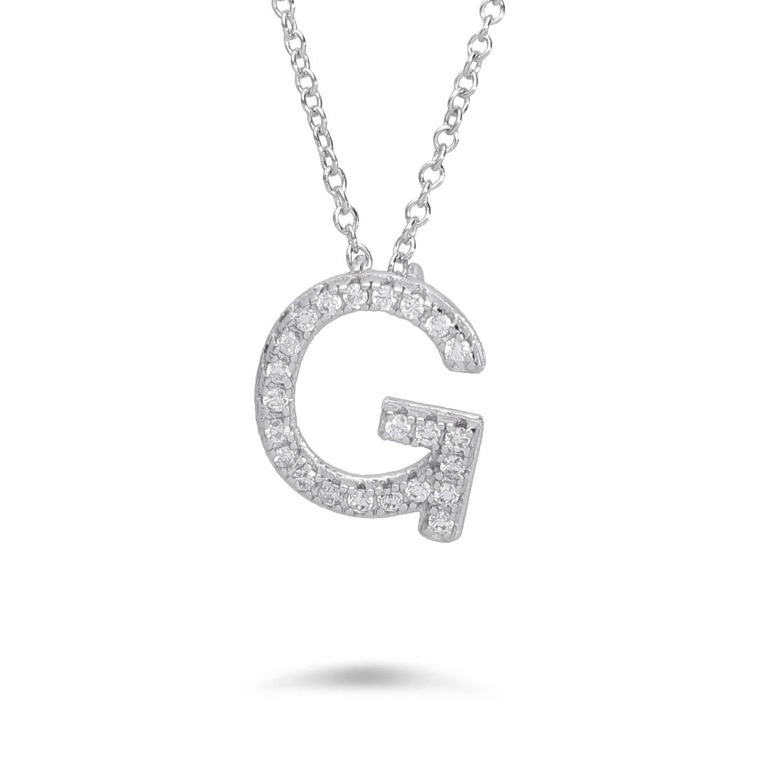 Necklace with letter G with cubic zirconia - ORO&CO 925