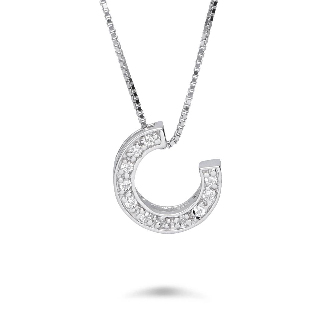 Necklace with letter C with cubic zirconia - ORO&CO 925
