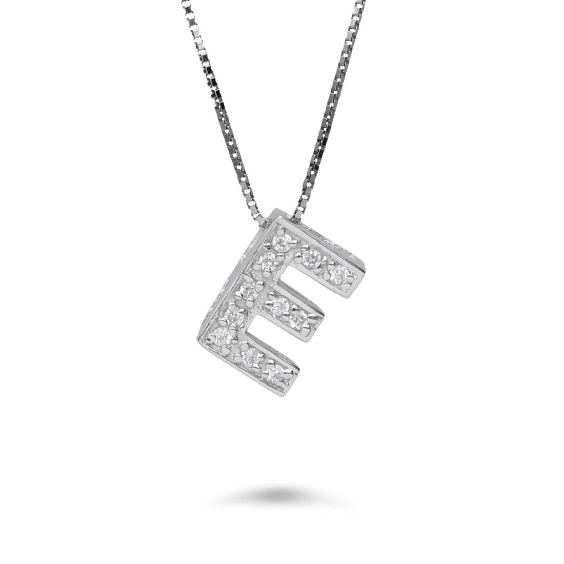 Necklace with letter E with cubic zirconia - ORO&CO 925