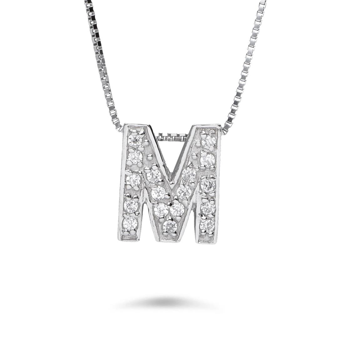 Collana con lettera M con zirconi - ORO&CO 925