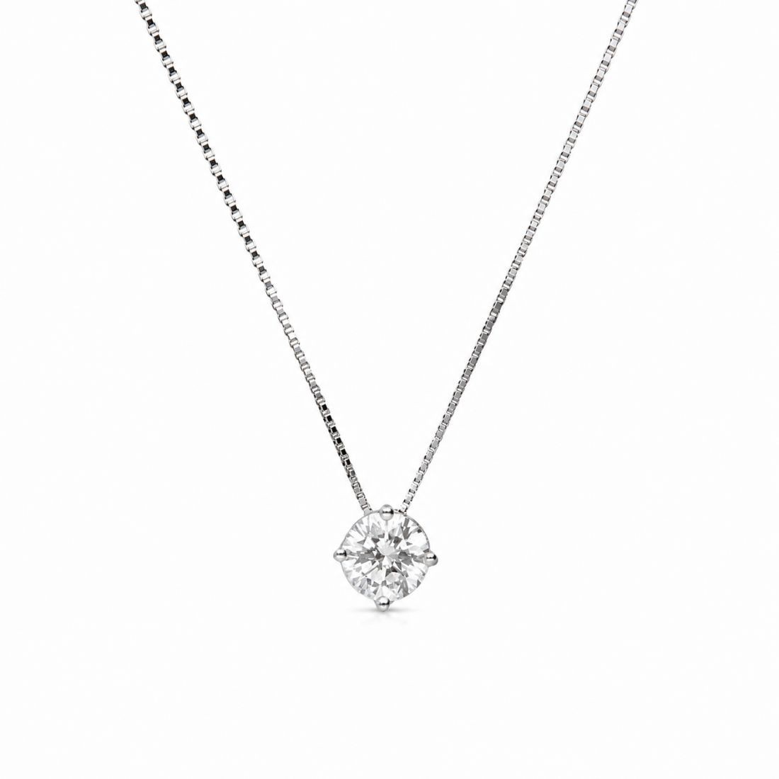 Collana punto luce in oro bianco con diamanti ct. 0,93 - ALFIERI & ST. JOHN