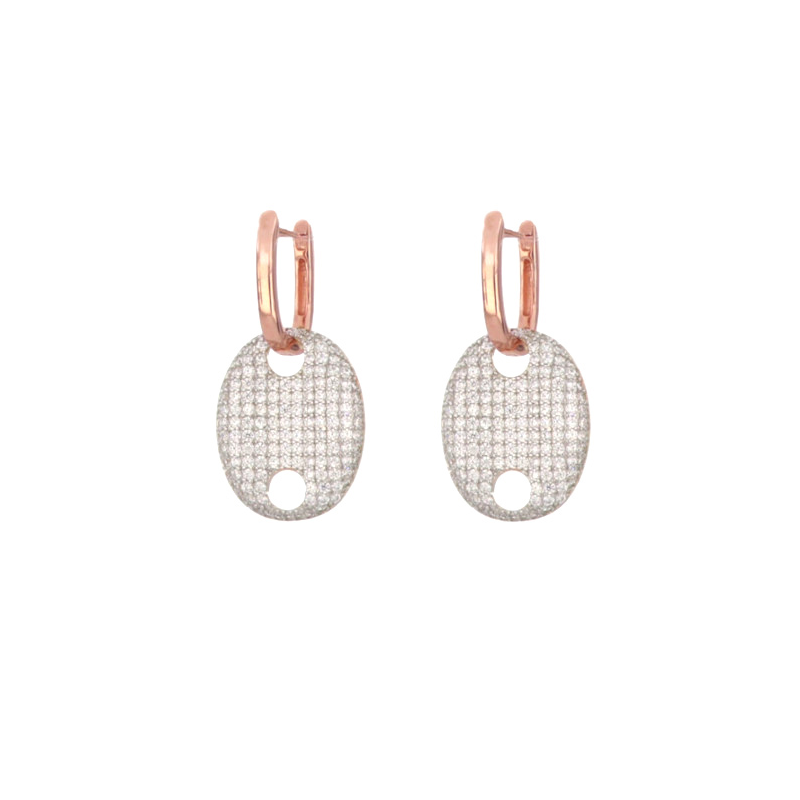Sailor Love hoop earrings in silver and white zircons - CUORI MILANO