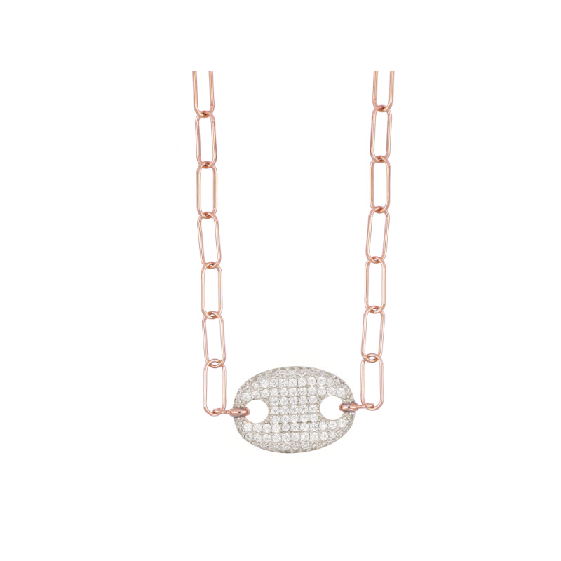 Sailor Love necklace in silver and white zircons measuring 43cm - CUORI MILANO
