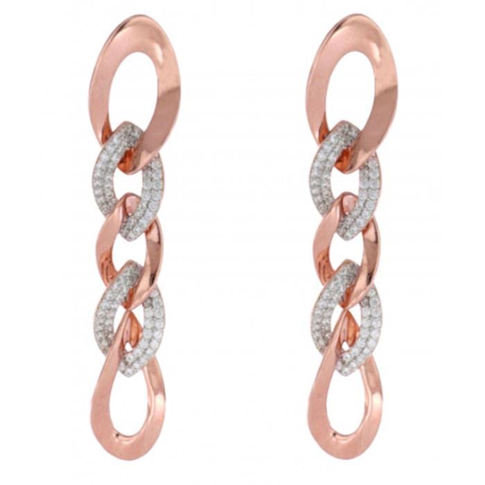 Kiss&Link pendant earrings in silver and white zircons - CUORI MILANO