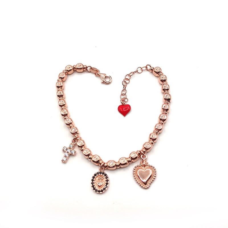 Bracciale Save Me in argento con zirconi bianchi e neri misura 20cm - CUORI MILANO