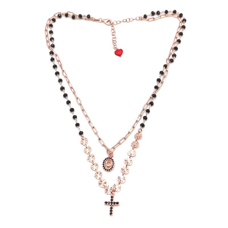Collana Save Me in argento e zirconi neri misura 43cm - CUORI MILANO