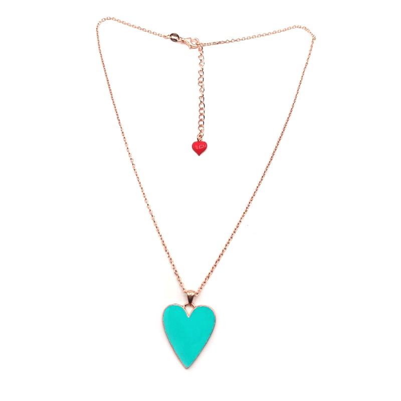 Necklace in silver and Baby Blue turquoise enamel measures 45cm - CUORI MILANO