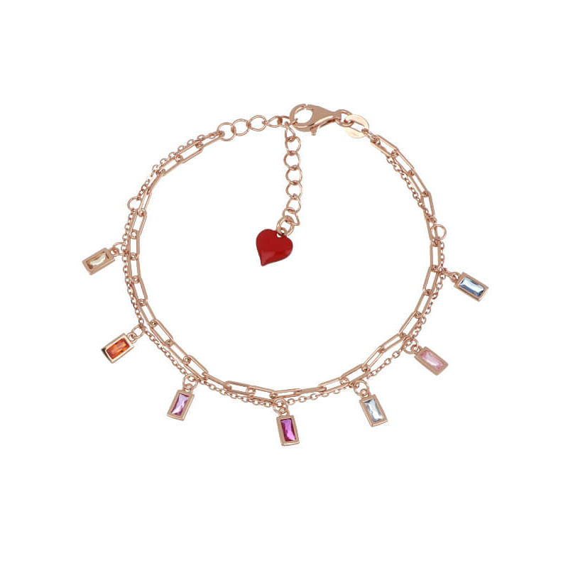 Bracelet in silver and colored zircons Gitana measures 20cm - CUORI MILANO