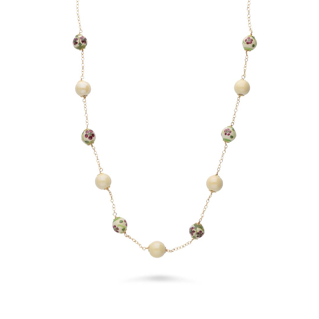 Collar de plata con cer&aacute;mica pintada a mano con amarillo - LE PERLE DI CALTAGIRONE