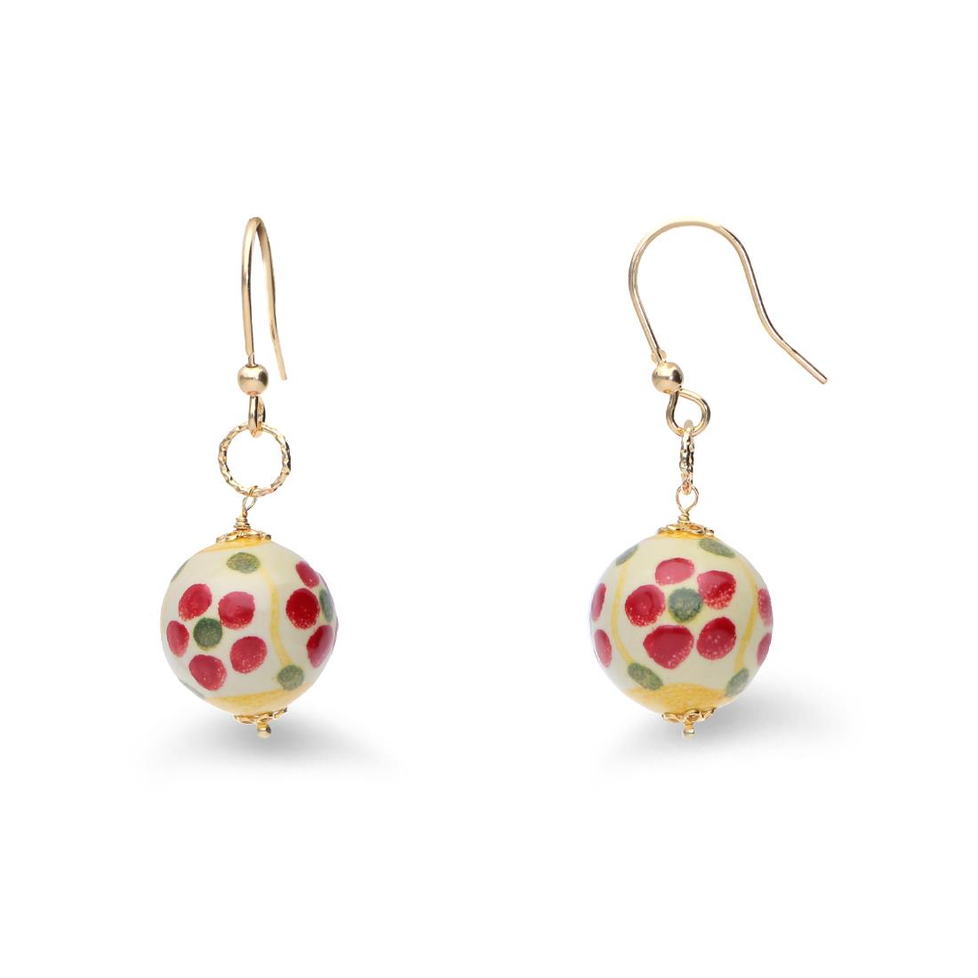 Pendant earrings in silver and ceramic in yellow - LE PERLE DI CALTAGIRONE