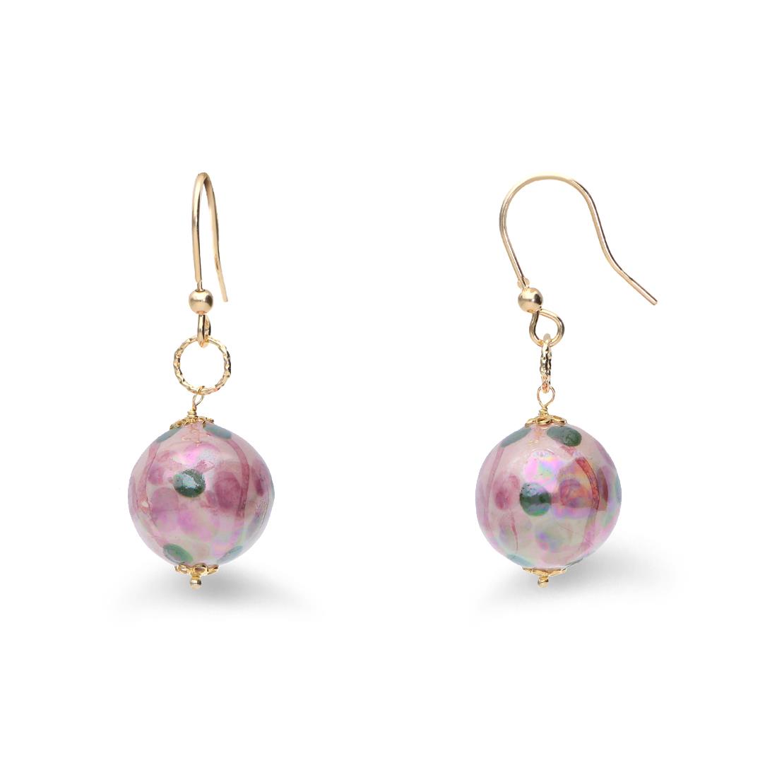 Pendientes colgantes en plata y cer&aacute;mica rosa - LE PERLE DI CALTAGIRONE