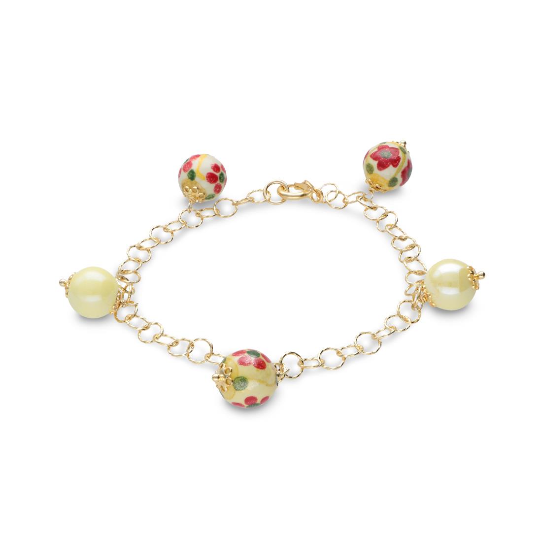 Pulsera en plata y cer&aacute;mica con amarillo - LE PERLE DI CALTAGIRONE