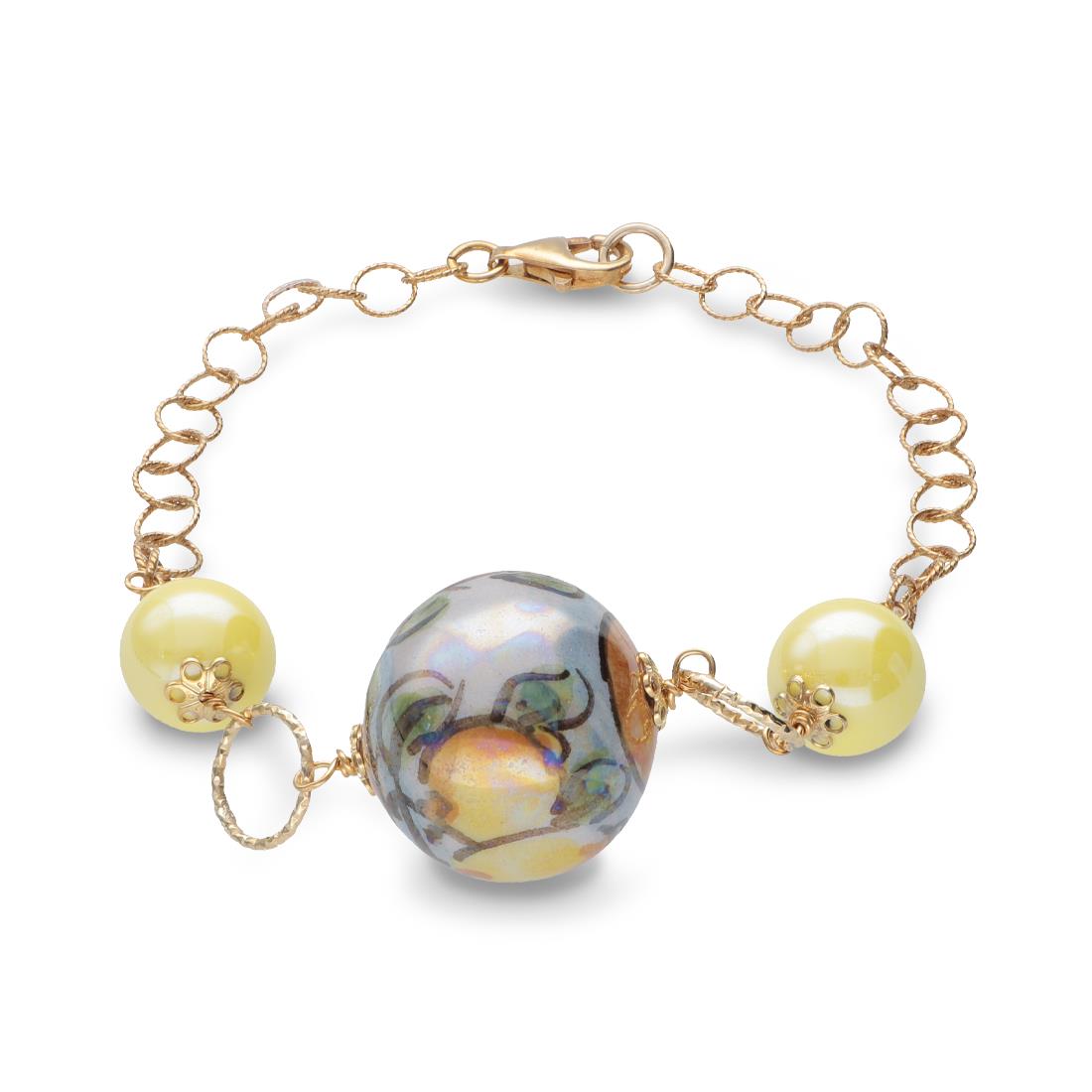 Pulsera en plata y cer&aacute;mica con lim&oacute;n - LE PERLE DI CALTAGIRONE