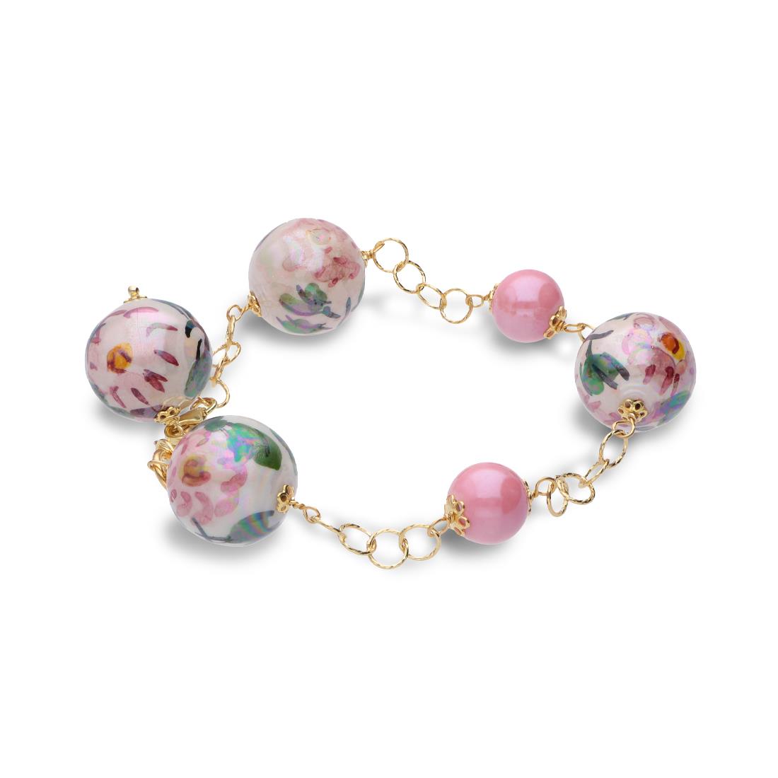 Ceramic bracelet with gilded silver and ceramic in red - LE PERLE DI CALTAGIRONE