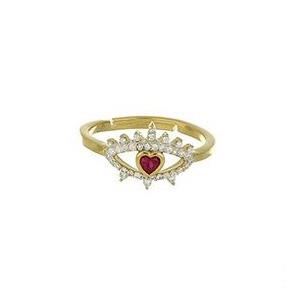 Look At Me silver ring with white and red zircons variable size - CUORI MILANO