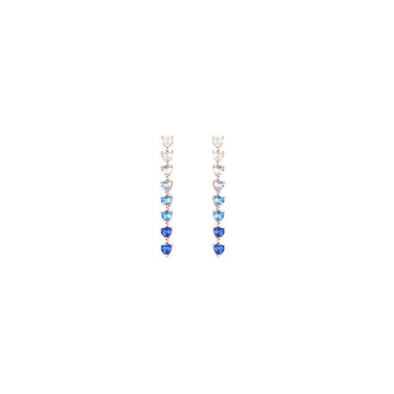 Blue Mermaid silver pendant earrings with colored zircons - CUORI MILANO