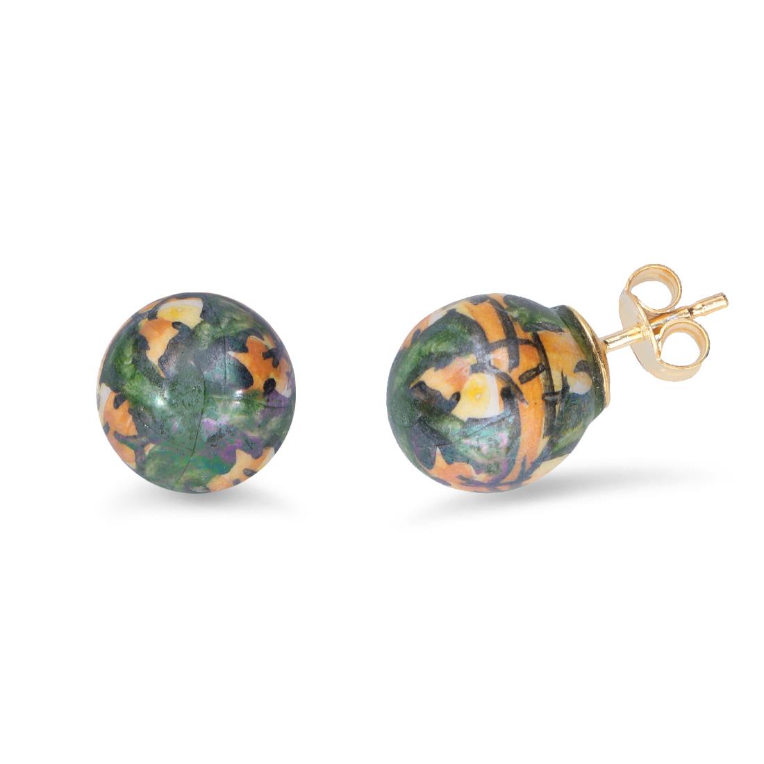 Aqua green ceramic lobe earrings - LE PERLE DI CALTAGIRONE