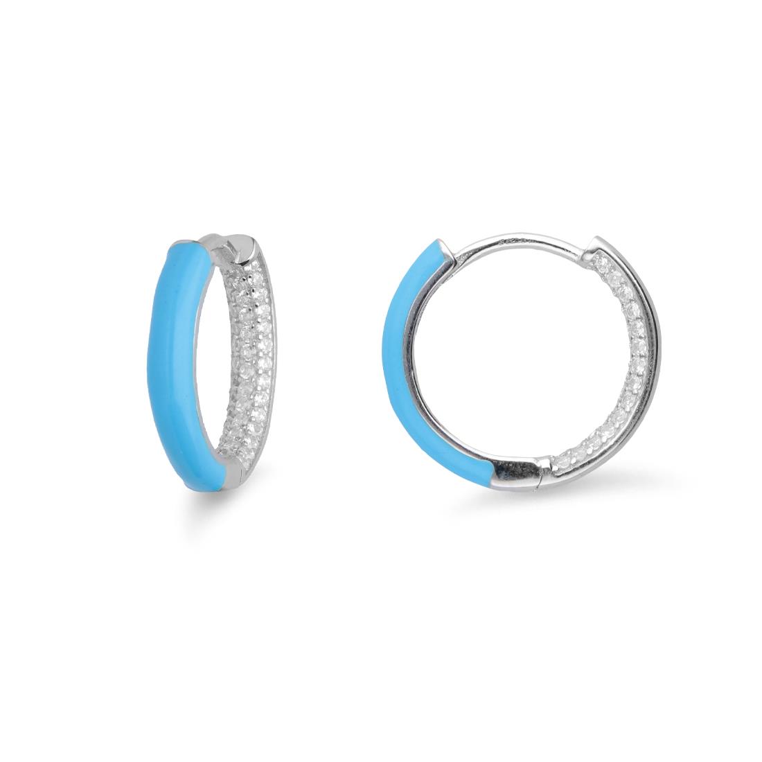 Hoop earrings in silver and blue enamel - ORO&CO 925