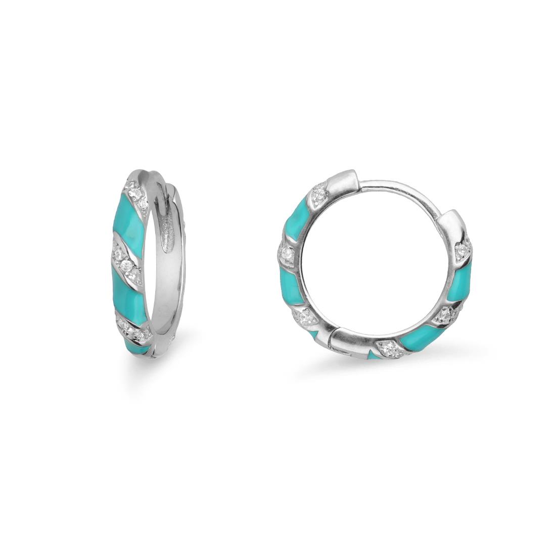 Hoop earrings in silver and turquoise enamel - ORO&CO 925