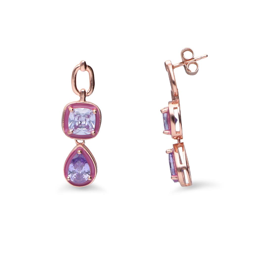 Pendientes de plata con piedras moradas - ORO&CO 925