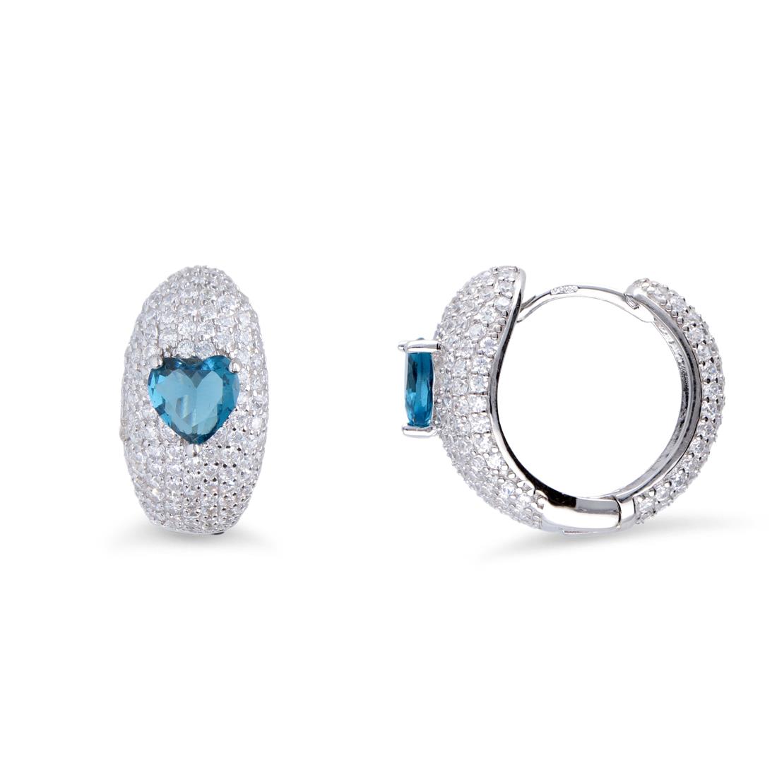 Silver earrings with cubic zirconia pave circle - ORO&CO 925