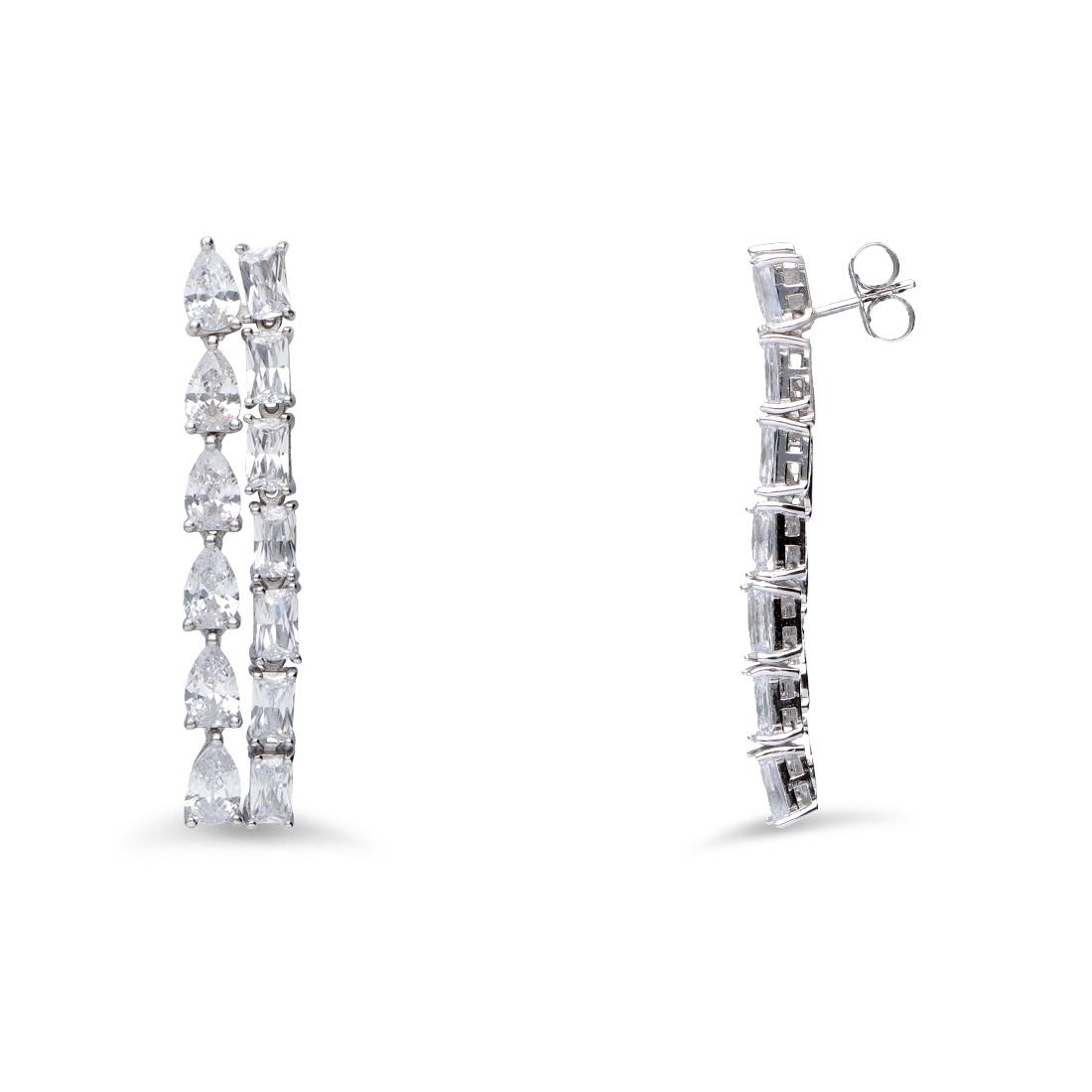 Pendientes colgantes con circonitas blancas - ORO&CO 925