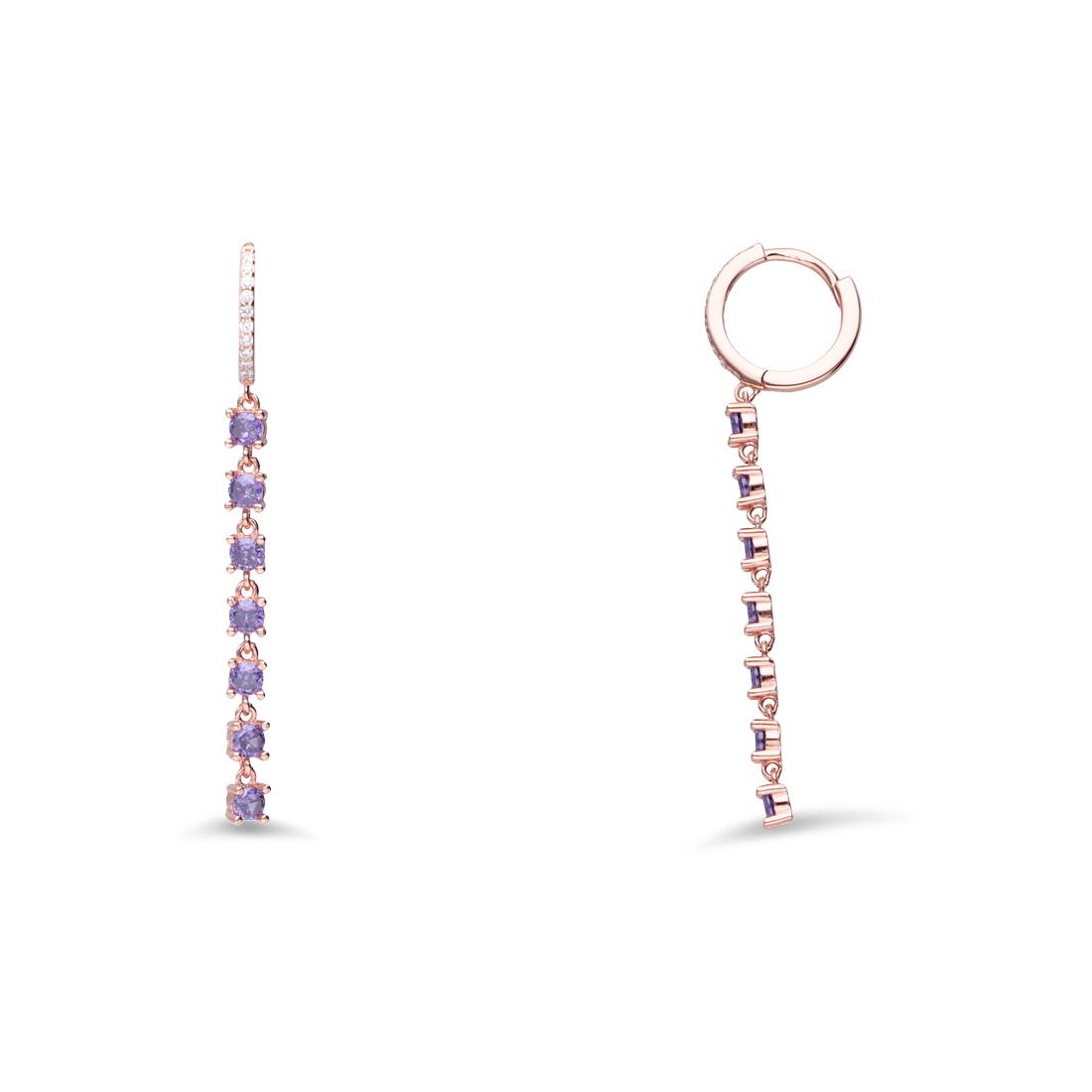 Orecchini pendenti con zirconi viola - ORO&CO 925