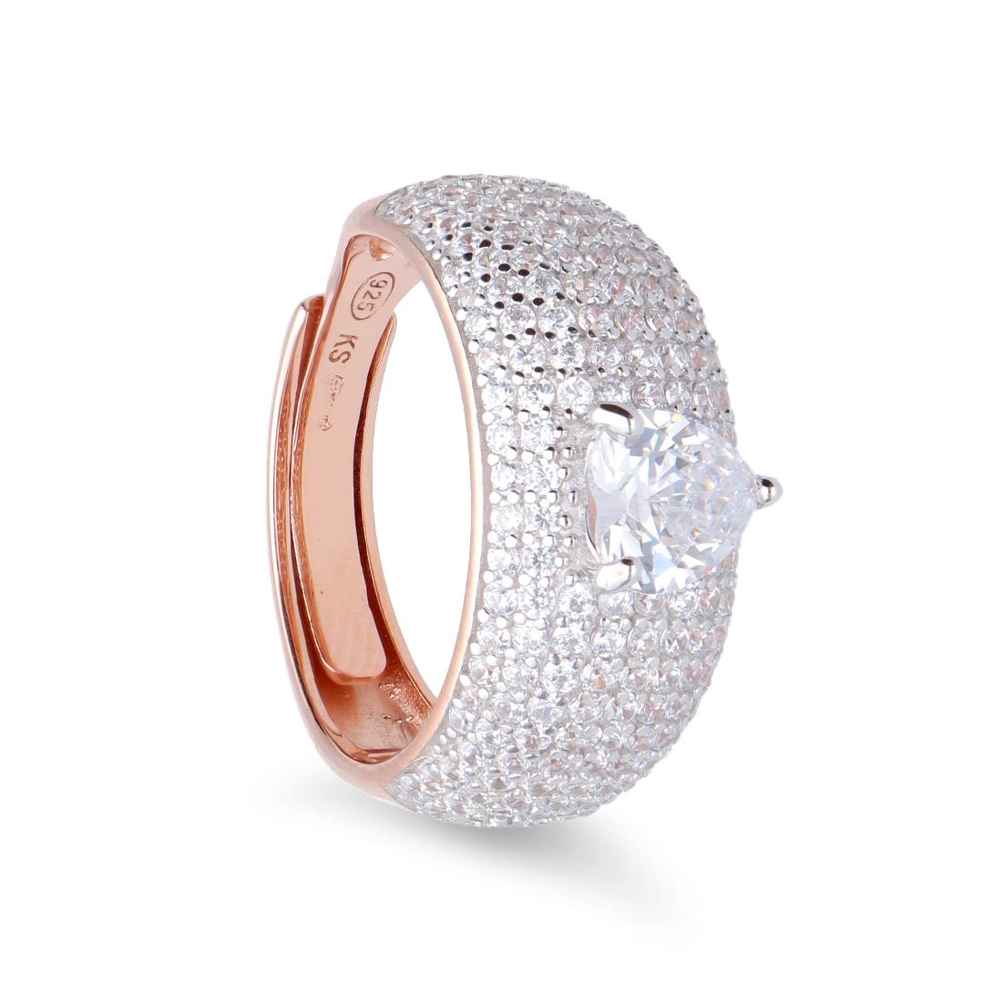 Anillo en plata rosa y circonitas blancas - ORO&CO 925