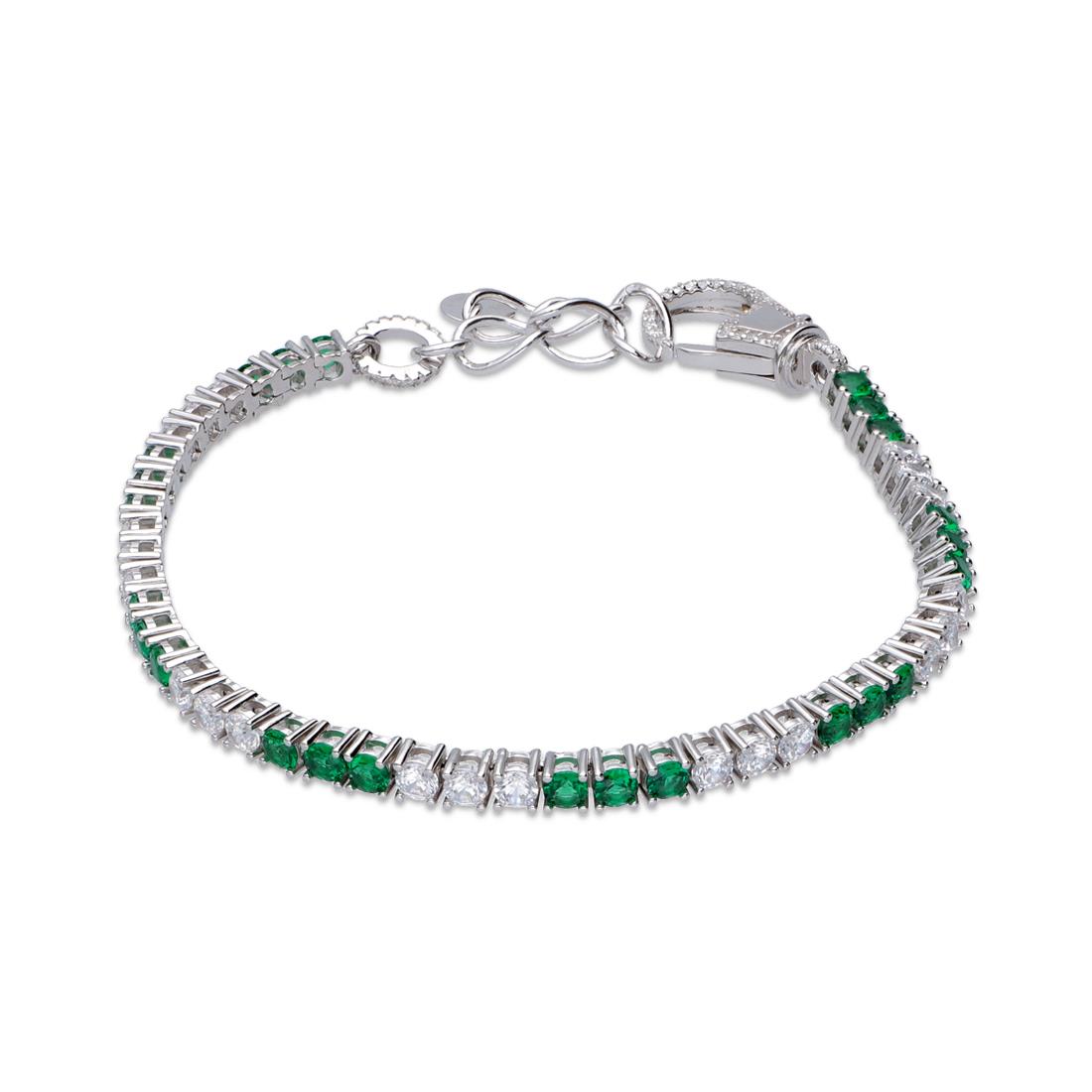 Tennis bracelet with white and green zircons - ORO&CO 925