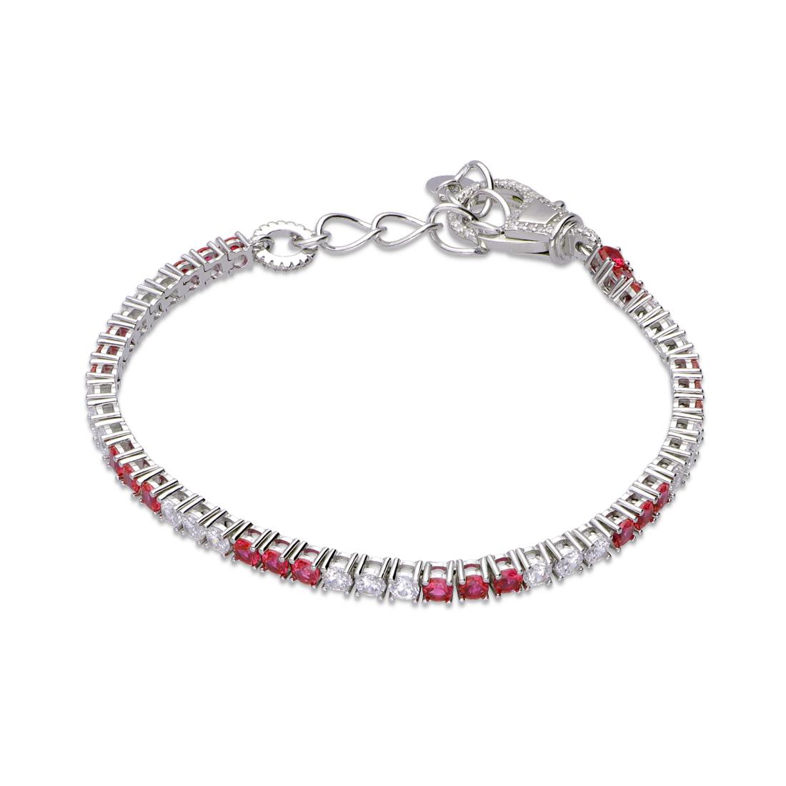 Tennis bracelet with white and red zircons - ORO&CO 925