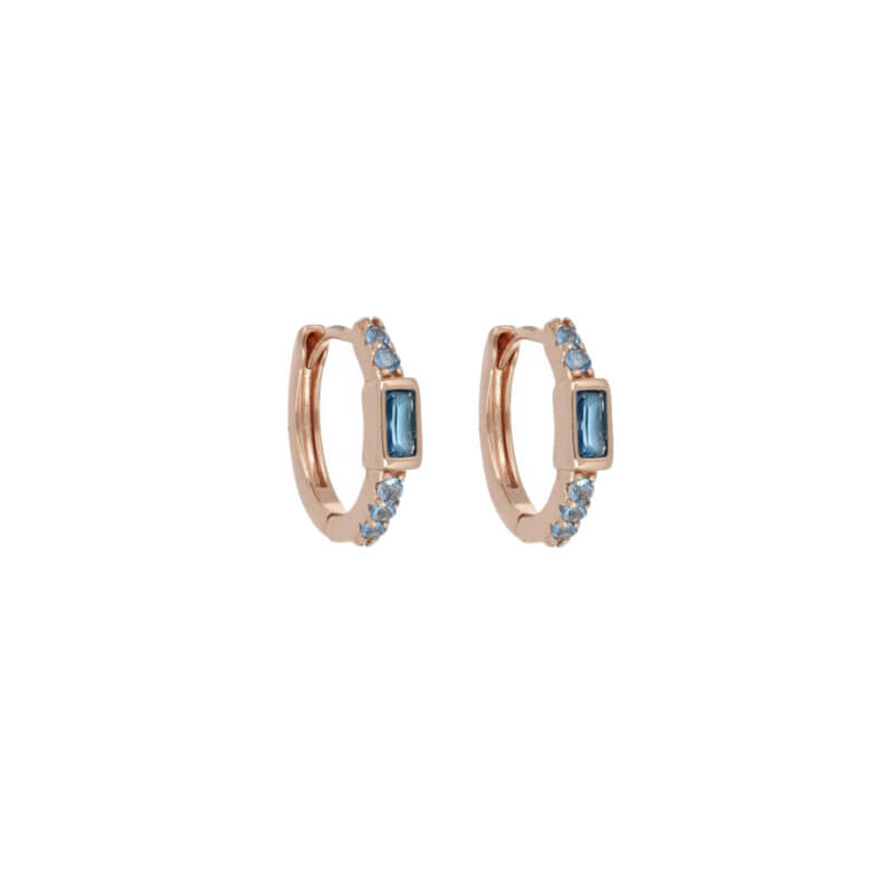 Ocean Wave silver hoop earrings with blue zircons - CUORI MILANO